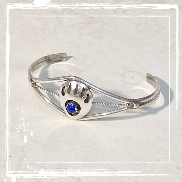 Other - Lapis Lazuli Sterling Silver Bear Paw Navajo Baby Cuff Bracelet